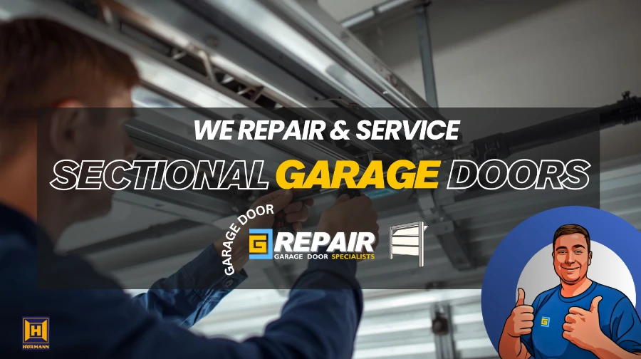 Service and repair of sectional garage doors pic.